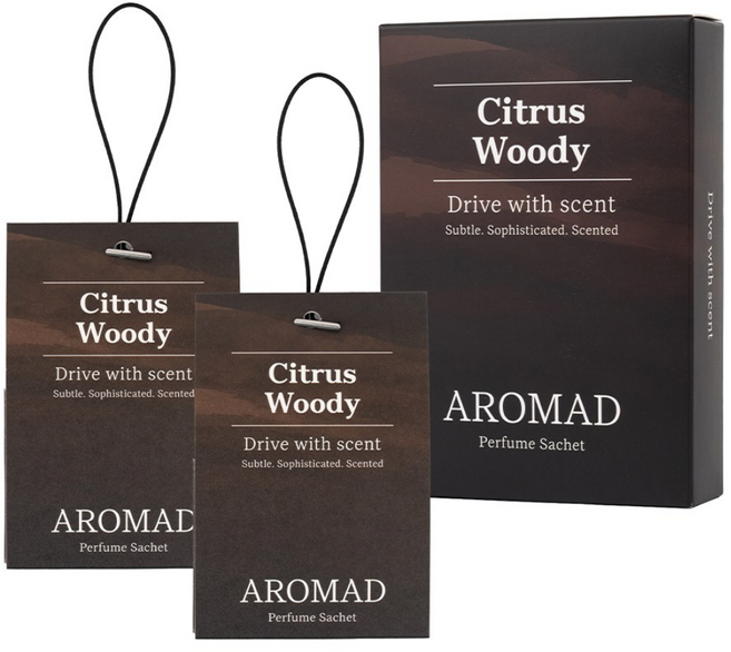 아로마드 차량용 방향제 퍼퓸 샤쉐 2P, 시트러스 우디, 1세트