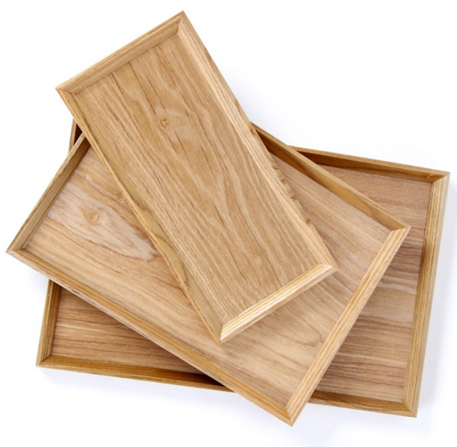 직사각 원목 쟁반 트레이 소/중/대 원목접시 원목식기 원목쟁반 원목트레이, 1개