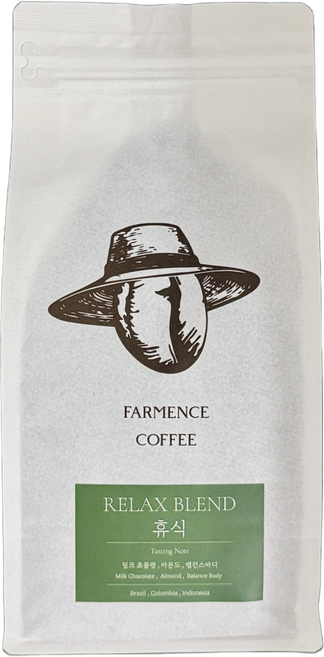 [파먼스커피] 산미없는 원두 고소한 부드러운 스페셜티 시그니처 휴식 블렌드 홀빈, 1개, 500g, 홀빈(분쇄안함)