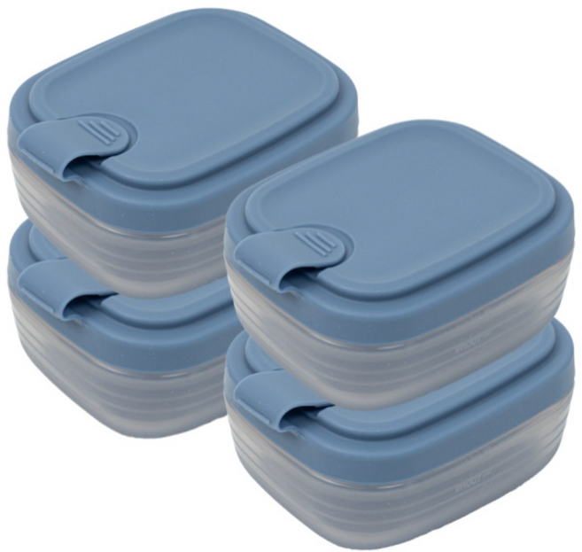 네오실리 에어락 국산 프리미엄 실리콘 밀폐 용기 냉동밥용기, 소형(150ml) 미스티블루, 4개