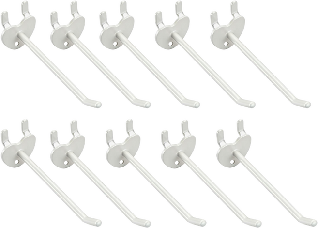 하트형 타공판 후크 일자 후크 걸이 5cm 화이트, 10개, 금속