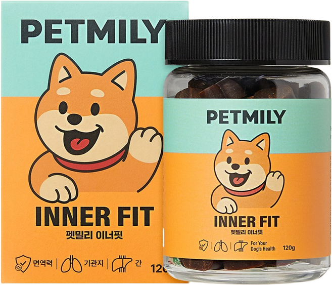 펫밀리 강아지영양제 기관지 간 면역력, 1개, 종합영양제, 60정