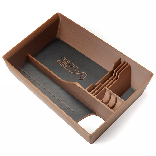 핏콘 더뉴K8 페이스리프트 수납함 콘솔트레이 튜낭 차량용품, 2 양문형, 5 블랙_브라운