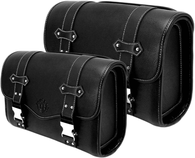 명품수입 바이크 오토바이 방수 가죽 사이드백 리어백, 블랙