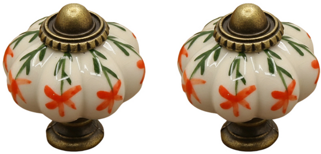 에버리즈 유럽풍 엔틱소품 빈티지 서랍 손잡이 6종, 2개, 빈티지오렌지