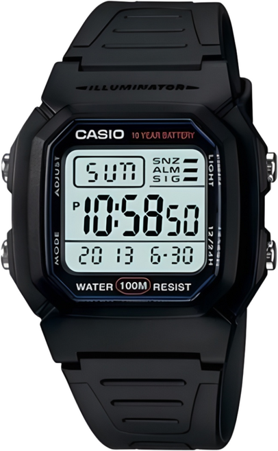 카시오 10년 배터리 방수 디지털 시계 800 블랙