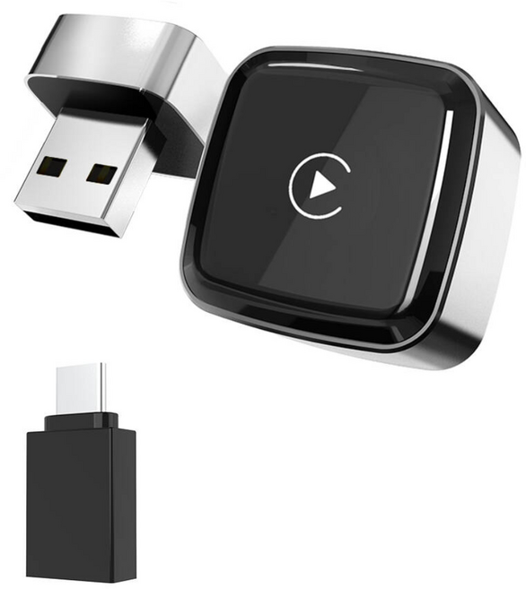 에브리핏 차량용 초슬림 미니 2IN1무선 카플레이 안드로이드 오토 호환 어댑터, 실버, CA-29