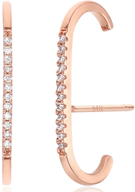 레베르 감각적인 데일리 여성 링 귀걸이 14K 골드핀 원터치 귀걸이