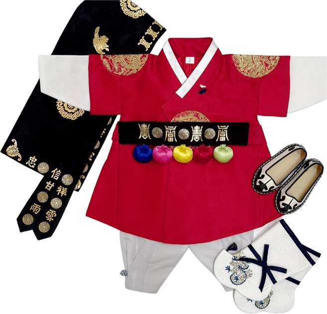 빨강 곤룡포 왕세자 고급 남아한복 (백일~10호) 어린이 돌한복 키즈 유아 아동한복