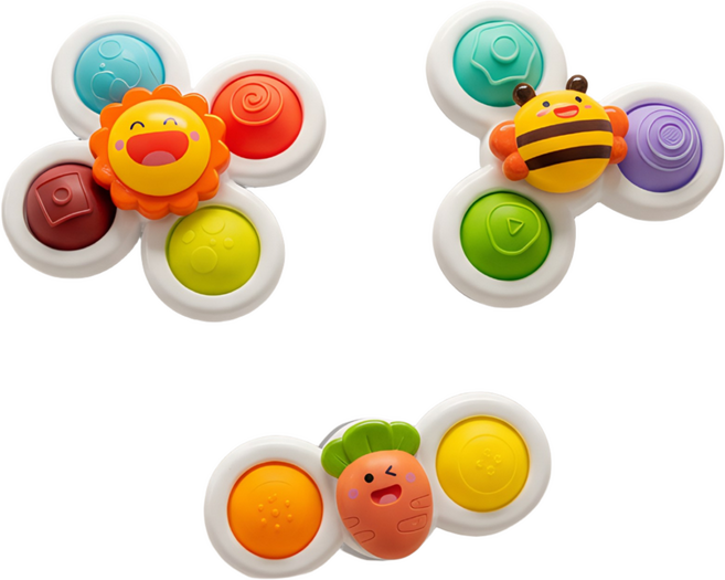 리틀그립 유아용 흡착 회전 스피너 딸랑이 3종, 1세트, 혼합색상