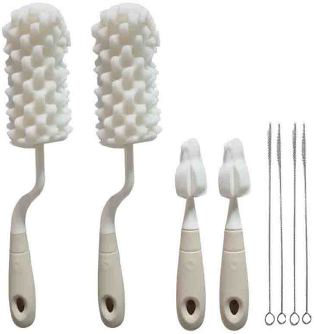 엘스 엠보스펀지 회전젖병솔3종세트 -2개(젖병솔2개+젖꼭지솔2개+17cm빨대솔4개), 베이지, 2개