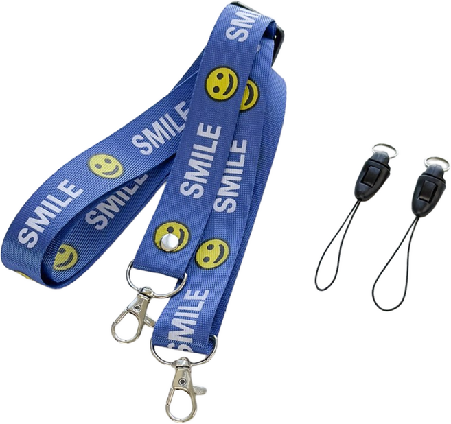 에버피크 스마일 휴대폰 스트랩 랜야드 목걸이줄, 1개, 블루스마일