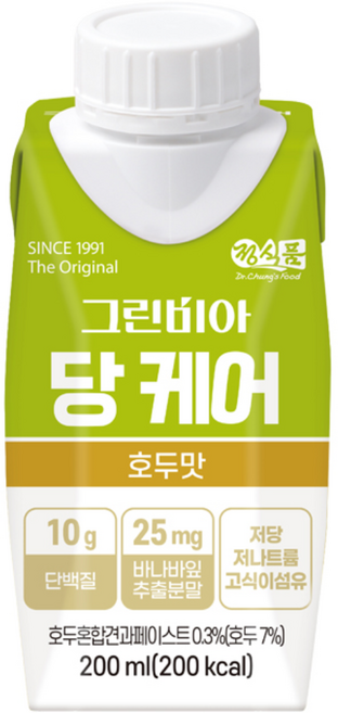 정식품 그린비아 당케어 호두맛 당뇨영양식 당뇨환자용균형영양식 혈당관리균형영양식, 36개, 200ml