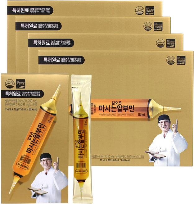 주원생활건강 NEW 김오곤 마시는알부민 더 진해진 알부민+선물용쇼핑백, 120개, 15ml