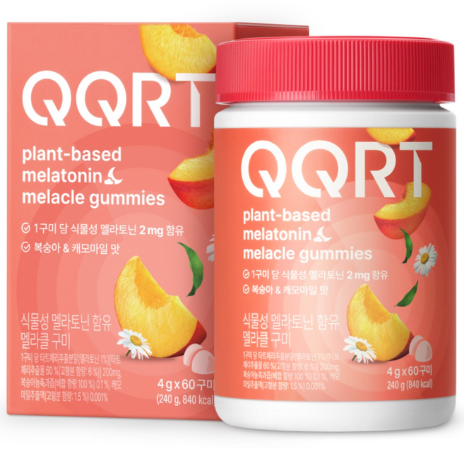QQRT 식약처 HACCP 인증 맛있는 식물성 멜라토닌 구미 2mg, 1박스, 60정