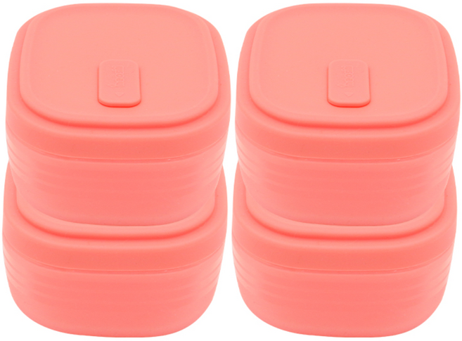 네오실리 뉴에어락 국산 프리미엄 실리콘 밀폐 용기 냉동밥용기 중형, 코랄핑크, 4개