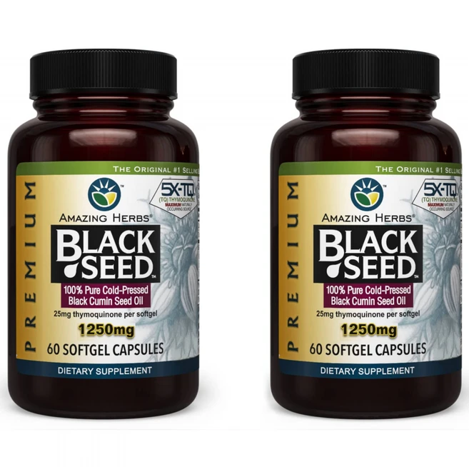 어메이징 허브 프리미엄 블랙씨드 오일 500mg 90정 Black Seed Oil, 90정 2팩 - 쿠팡