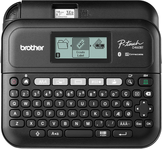 브라더 라벨프린터 PT-D460BT 블루투스 PT-D450 후속모델 12mm라벨테이프 증정, 1개, 사은품 12mm (파랑용지 검정글자)