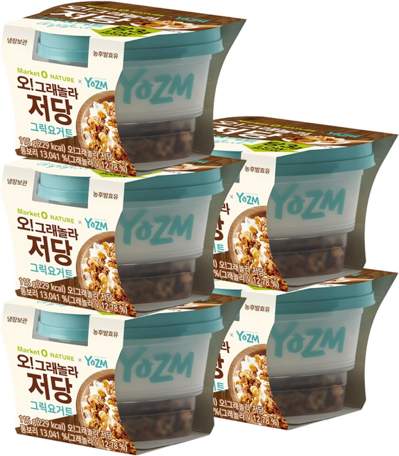 마켓오 x 요즘 오 그래놀라 저당 그릭요거트, 5개, 115g