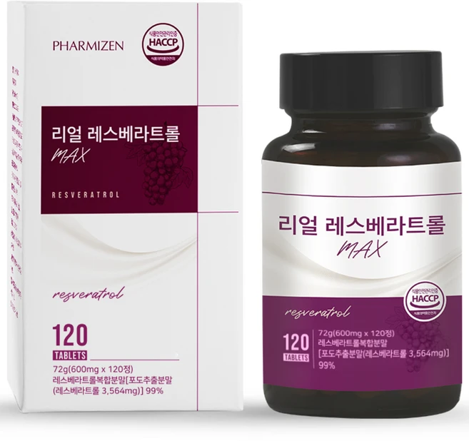 파미젠 리얼 레스베라트롤 트랜스형 포도추출분말 99% 600mg 4개월분, 1개, 120정 - 쿠팡