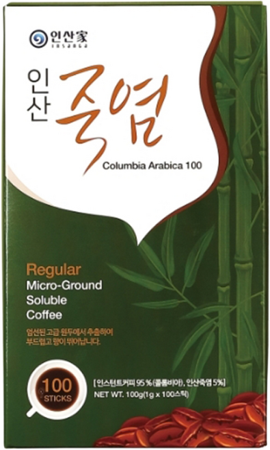 인산죽염 인산 죽염커피 아메리카노 1g X 100포 인산가 콜롬비아 외무료배송, 100개입, 1개