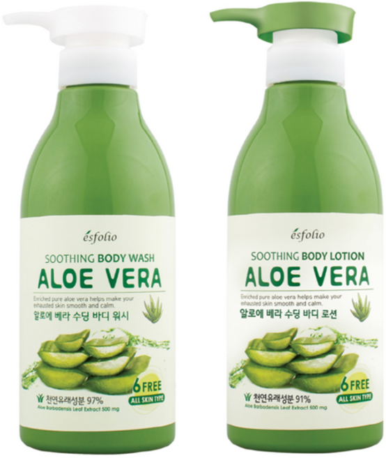 에스폴리오 알로에베라 수딩 바디워시+바디로션 세트, 500ml+500ml, 1세트