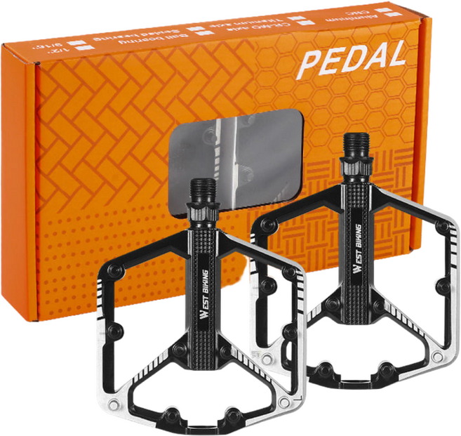 웨스트바이킹 알루미늄 3베어링 평페달 DU베어링 페달 YP2085, 1개, 3 베어링 페달