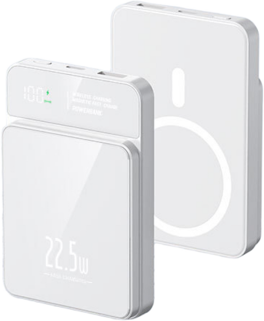 RYZO 22.5W 고속충전 20000mAh 대용량 보조배터리 초슬림 맥세이프보조배터리 무선충전 다양한 색상, 1개, 화이트