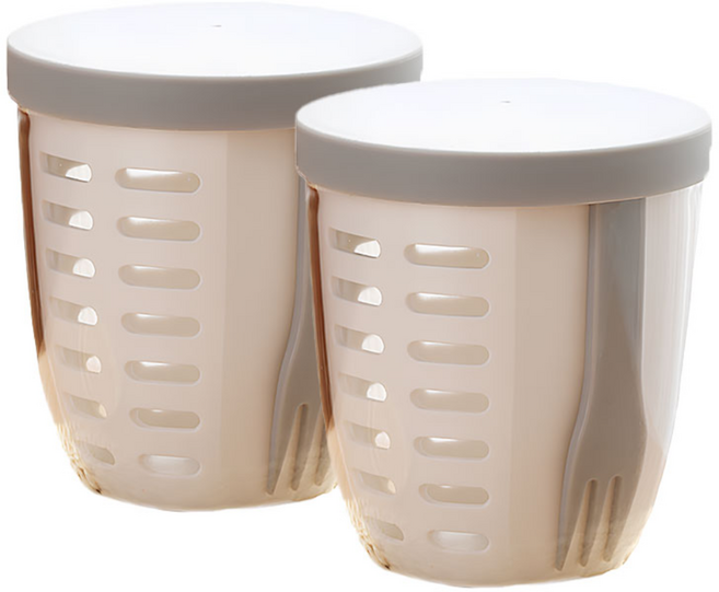 리빙스튜디오 과일도시락통 포크 세트, 2세트, 화이트 도시락통+포크