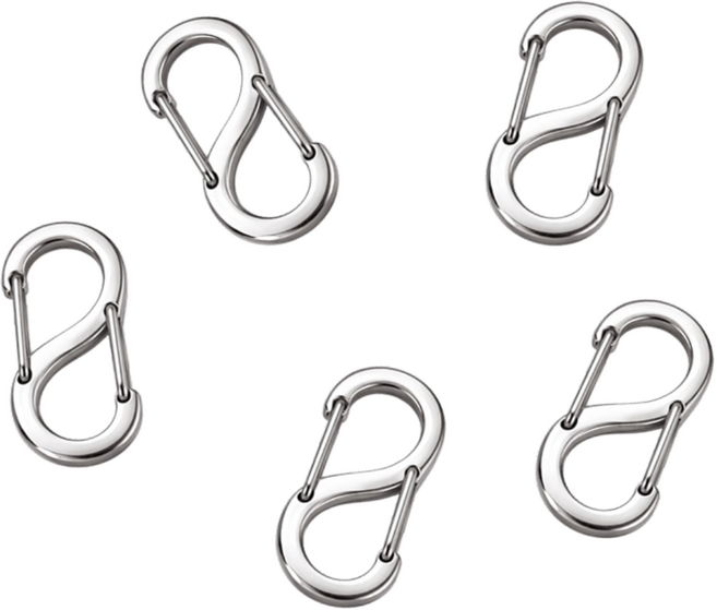 키넬 스테인리스 S형 8자 고리 미니 카라비너 중형, 실버, 5개