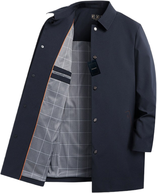 Zenaris 중년남자 트렌치 반코트 춘추 하프 정장자켓 아우터 카라넥 얇은 싱글 재킷 상의