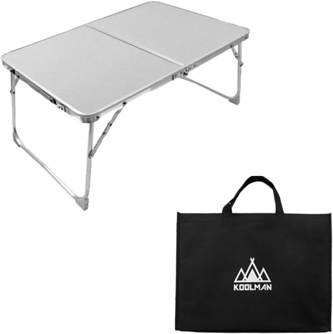 KOOLMAN(쿨맨) 다용도 캠핑 미니 테이블, 미니 폴딩 테이블 - 실버 + 수납가방