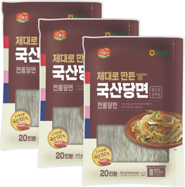 농협식품 제대로 만든 국산 전통당면, 400g, 3개