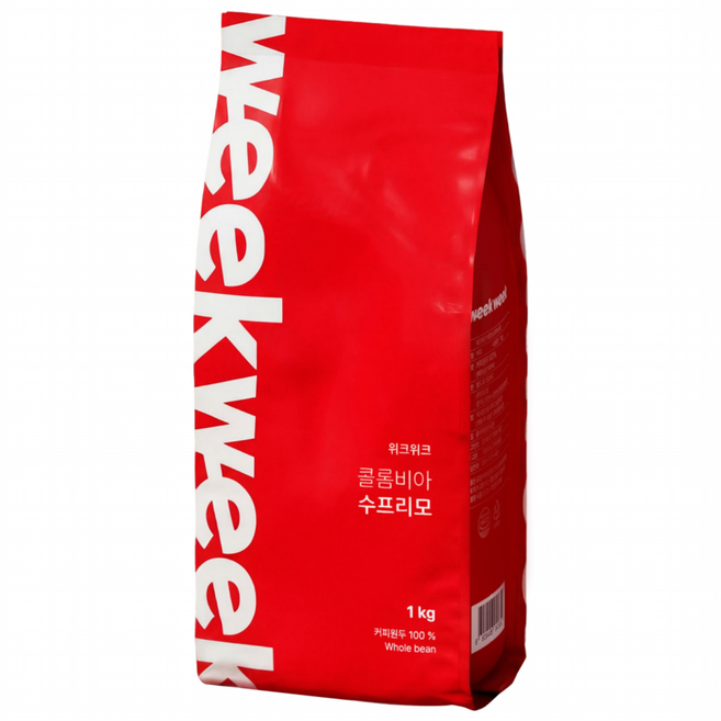 위크위크 콜롬비아 수프리모 원두 커피 홀빈, 1개, 1kg, 홀빈(분쇄안함)
