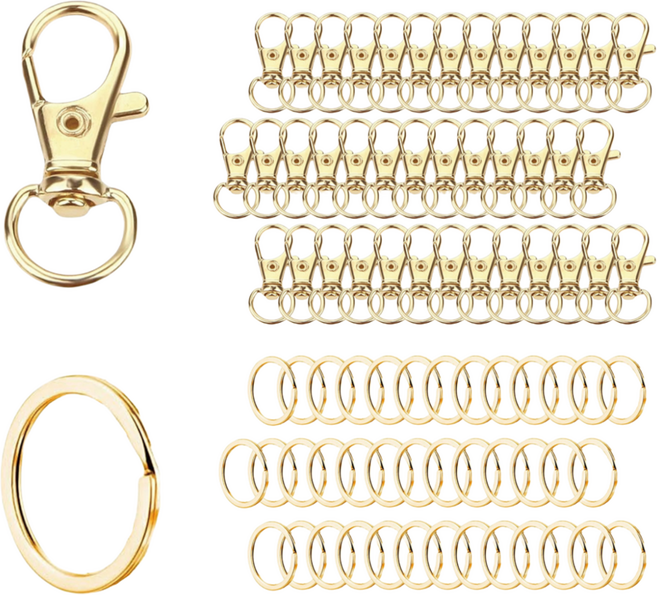 LYRHIX 열쇠고리 키링고리 열쇠고리링 키링부자재 수량은(열쇠고리+오링)의합계입니다 크리스마스 키링, 금색, 80개