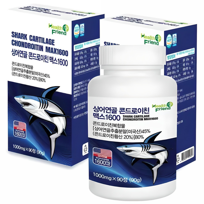 헬스프랜드 상어연골 콘드로이친 맥스 1600 90g, 90정, 2개
