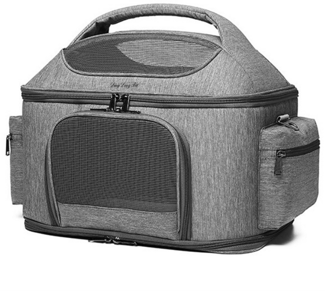 딩동펫 반려동물 메쉬 토트백 패브릭캐리어, 그레이, 1개