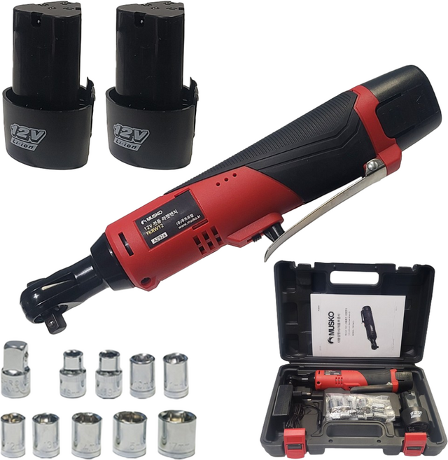 머스코 12V 전동 라쳇렌치 세트 FKRW12D /배터리2개 육각소켓 9종, 세트(2배터리), 1개
