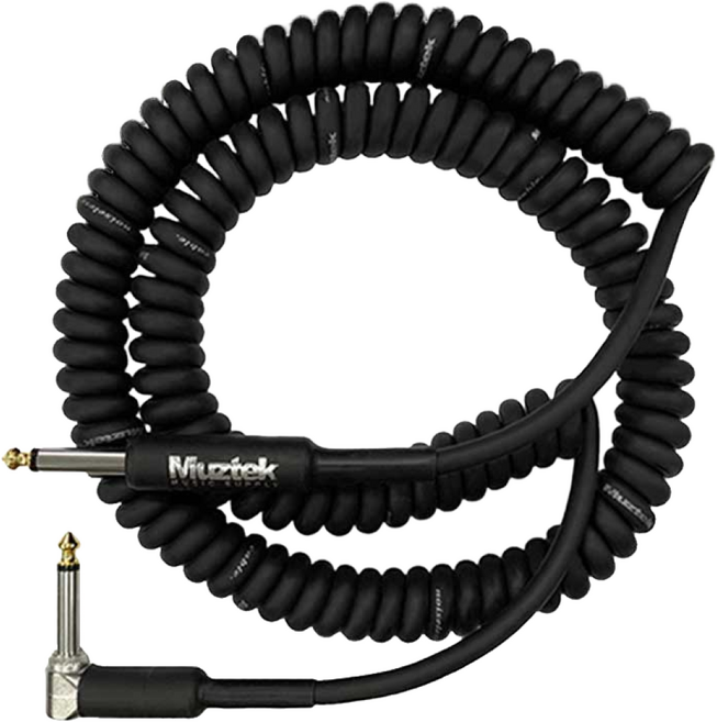 뮤즈텍 레트로 코일 기타 케이블 RC-500SR (5m / ㄱ자형) 5미터 앵글형 기타잭 Straight + Right Angle 스프링형 Guitar Cable, 1개