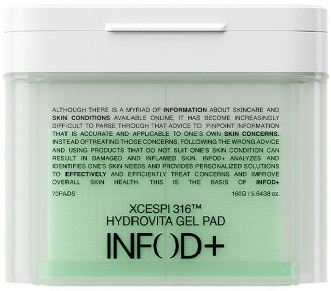 인포디플러스 엑세스피316 하이드로비타 모공 겔 패드 비타민나무수 77% 진정 카밍 시카 기미 잡티 흔적 토닝 화이트닝, 1개, 70매입