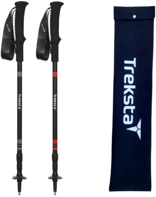 트렉스타 프라임 초경량 3단 등산스틱 2개 1세트 고급케이스, 그레이