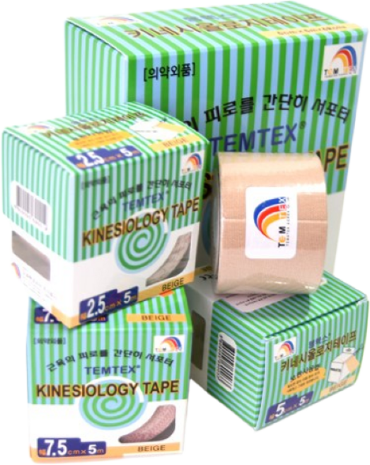 도와텍 키네시올로지 스포츠테이핑 1롤 길이 5M 폭 선택(2.5 / 3.75 / 5 / 7.5)cm 케네시오 머슬테이프 템텍스 근육 볼링, 1개, 1개입