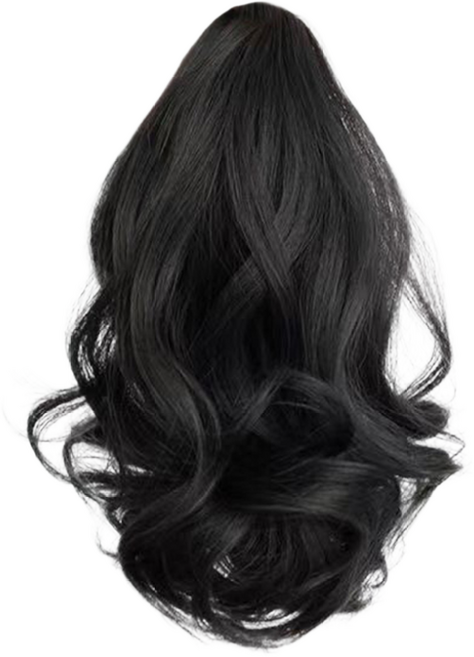 백송 루미하 소프트 컬 포니 헤어 가발 집게핀 풍성 내추럴 곱슬 셀프 볼륨 스타일링, 1개, 쿨블랙