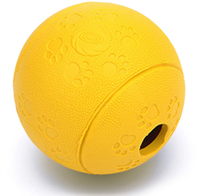 포우타운 강아지 간식 사료 무소음 노즈워크볼 캔디 공 장난감, 옐로우, 1개