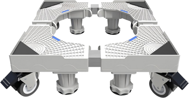 포령트레이드 세탁기 받침대 높이조절 선반 360도 이동식 다리 냉장고 무궤도 도르래, 1세트, 흰색 L 다리 8개 바퀴 8개