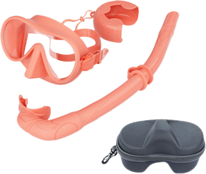 팝키즈 어린이&주니어 롤링 스노쿨링 마스크 세트, 핑크, 1개