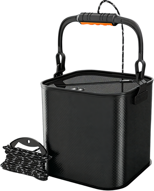 너츠 14L 접이식 다용도 두레박 멀티 버킷 살림망 (로프5m포함), 블랙