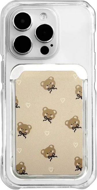 제이카라 자력강화 맥세이프 카드지갑 케이스, 1개, 6. 리본곰돌이