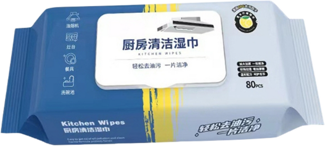 拋棄式清潔濕巾, 1個, 廚房紙巾-升級檸檬精華, 80張
