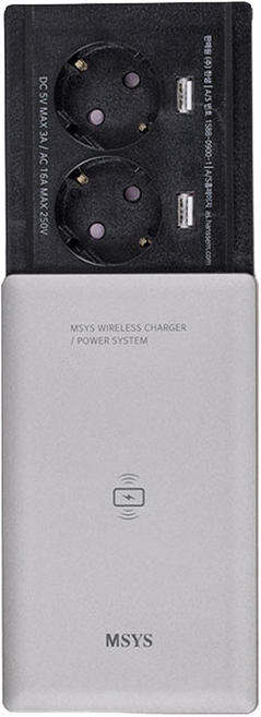 한샘 MSYS 콘센트 2구 MAB-HSSL002 스마트 슬라이딩 무선충전, 그레이 무광, 1개